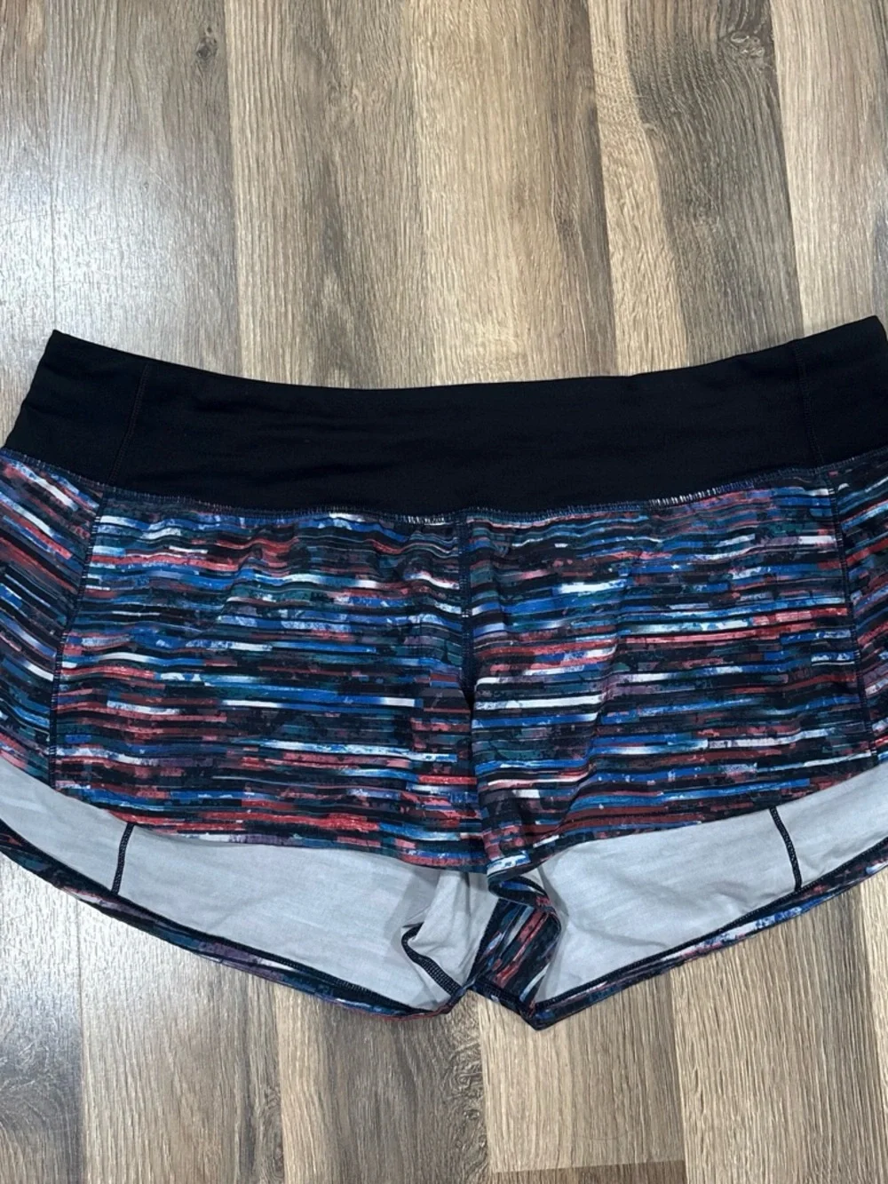 Lululemon Women's Black Multi-Stripe Performance Shorts